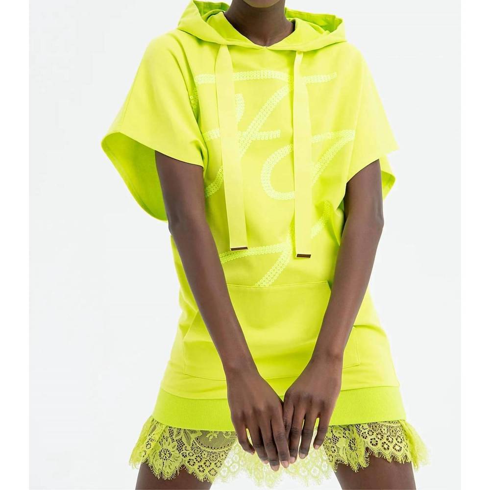 NEW FRACOMINA bat sweater hoody dress in lime